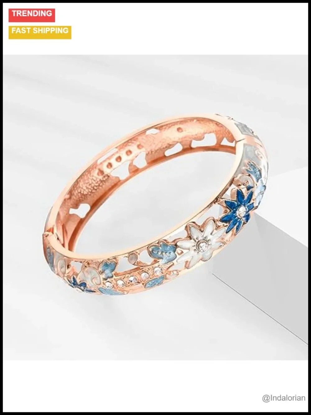 Vintage Cloisonne Hinged Cuff Bangle Set Rhinestone Enameled Bracelets Women